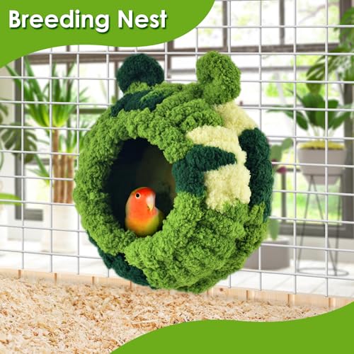 KATUMO Conure Nest, Bird Breeding House Cockatiel Snuggle Hut for Budgie, Parakeet, Cockatiel, Conure, Lovebird, Canary, Finch, Hamster, Small Pets - size: L (Green)