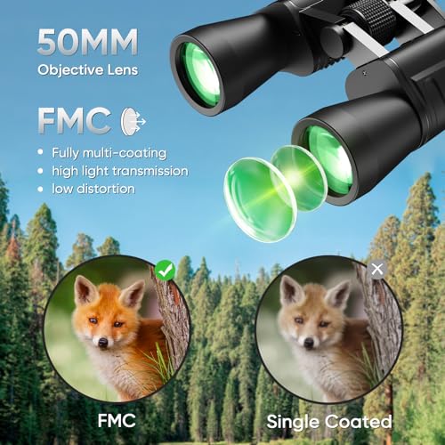 10-30x50 High Power Zoom Binoculars for Adults, Low Light Night Vision/Daily Waterproof / BAK7 Prism/FMC Lens, HD Professional Binoculars for Bird Watching, Hunting, Outdoor, Hiking.