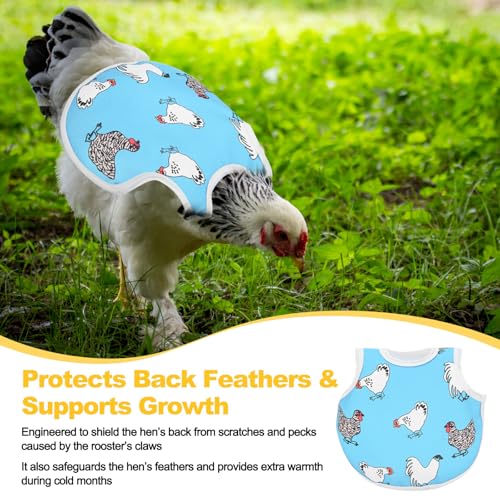 M METERXITY 2-Pack Chicken Saddle for Hens, 4.9 Inch Polyester Chicken Apron Back Protector with Adjustable Strap, Vest Jacket Mating Clothe [Blue]