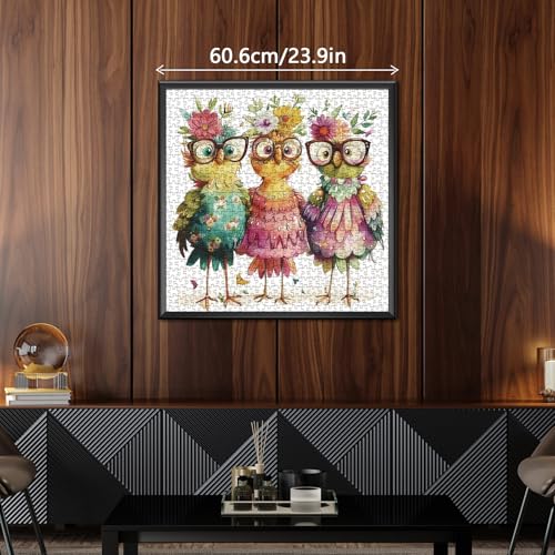 Funny Chicken Puzzles for Adults 1000 Pieces, Cute Bird Flower Jigsaw Puzzles, Beautiful Animal Art Puzzles - color: Sunny Chicken