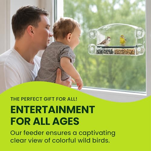 Acrylic Clear Window Bird Feeder with Strong Suction Cups, Removable Sliding Seed Tray, Weather-Resistant & Easy to Clean for Window Viewing, Earth-Friendly Dome - size: Style: Eco-Friendly Dome