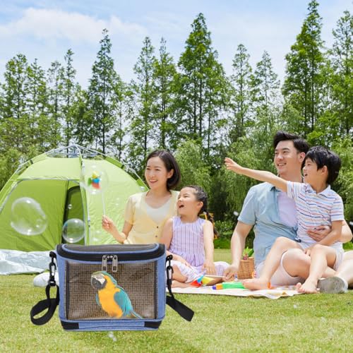 VANZACK Transparent Parrot Carrier Cross Body Pouch Portable Outdoor Bird Cage with Zippered Closure and Adjustable Shoulder Strap for Travel Camping Hiking