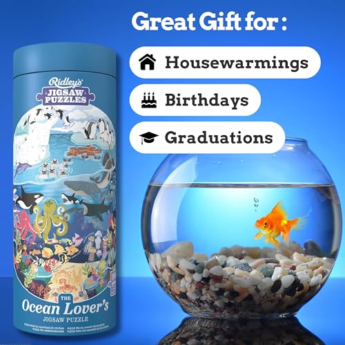 Ridley's Games: Ocean Lovers Jigsaw Puzzle- 1000 Piece Puzzle - Great to Display in a Frame - Birthday Gift for Sea and Beach Lovers - Includes Fun Ocean Facts - color: Ocean Lovers