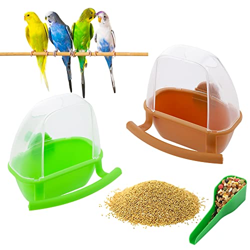 2 Pcs Small Bird Slot Feeder No Mess Cage Hanging Feeder Cup Plastic Food Feeding Box