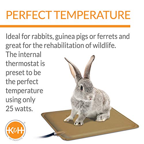 K&H Pet Products Small Animal Outdoor Heated Pad,Waterproof,Chew Resistant,Safety Listed,Indoor Outdoor Heater Warming Pad for Cat Houses,Rabbit Hutches,or Chick Brooders-12 X 9in Tan 25W (Pack of 12) - size: Petite 9 X 12 Inches (Pack of 12)