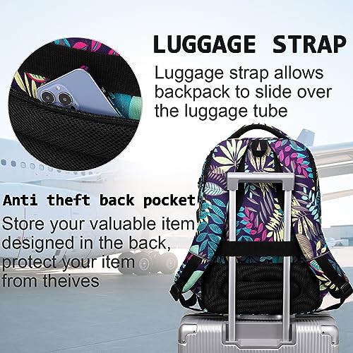 Laptop Backpack,Business Travel Anti Theft Slim College Backpack | Water Resistant Durable Computer Bag Gift for Women & Men Fits 15.6 Inch Laptop and Notebook - color: Leaf, size: 15.6 Inch, style: Laptop