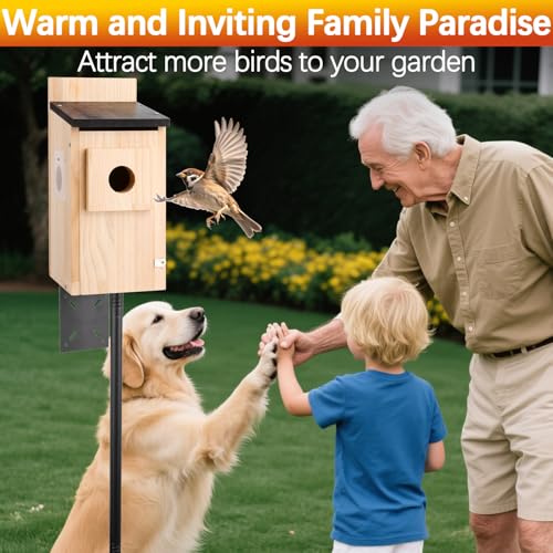 Birdhouse, Bird Houses for Outside, Weatherproof Bird House for Outdoors Cedar Bluebird House with Natural Wooden, Sturdy Nest Box for Chickadees, Titmice, Cardinals, Wrens