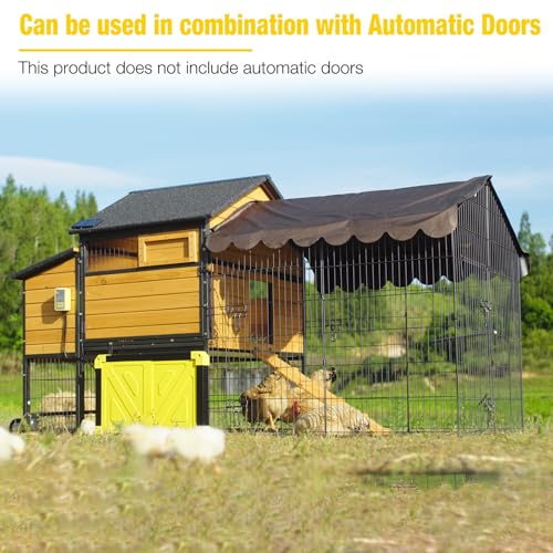 AIVITUVIN Chicken Coop Mobile for 6-8 Chicken Large Chicken House with Metal Frame Chicken Tractor with Wheels Wood Hen House Poultry Cage - size: 85.6"L x 40.6"W x 48.2"H