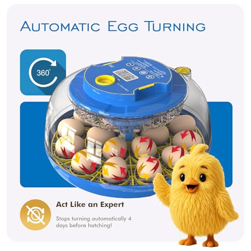 OtterVerz 11 Egg Incubators for Hatching 18-36 Chicken/Quail/Turkey Eggs, 360° View Poultry Incubator with Automatic Egg Turning and Humidity Control, Suitable for Farm, Classroom, Home