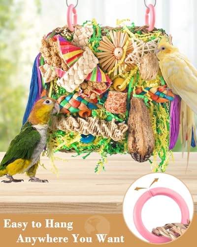 ERKOON Bird Toys, Parrot Toys Foraging Swing Mat Parrot Cage Hanging Toys Birds Grass Mat Climbing Wall with Seagrass, Birds Cage Accessories (Green) - size: Parrot grass mat-1 Pack