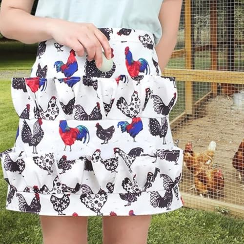 12 Pocket Egg Collecting Apron for Chicken Duck Goose | Durable Canvas, Hands Free Harvesting, for Chicken Duck Goose Eggs, Garden & Farm Use