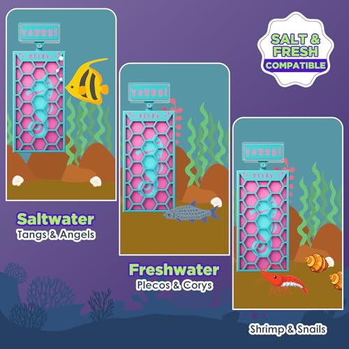 YOBBAI Magnetic Seaweed Feeder, Swinging Motion Nori Feeder, Seaweed Clip for Tangs Angels Freshwater and Shrimp Tanks (Blue & Pink) - color: BLUE & PINK
