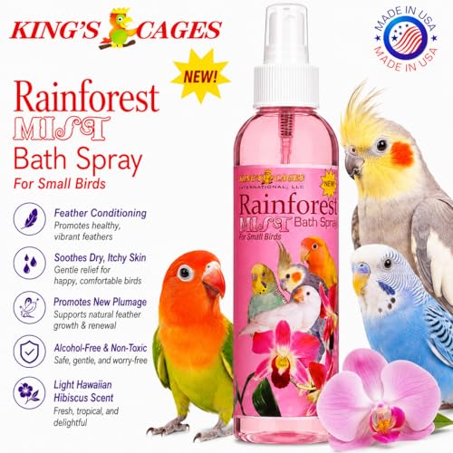 King's Cages Pk2 Rainforest Pink Mist 8 oz. Bath Spray Hawaiian Hibiscus Scent Feather Conditioning and Daily Grooming Use for Small Bird (Pack of 2) - size: Pack of 2
