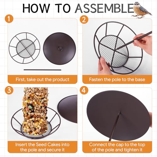 2 Pcs Cylinder Bird Feeder Outdoor Seed Cake Feeder Metal Suet Cake Holder Backyard Wild Birdfeeding Bird Feeders for Outdoors Garden(Brown) - color: Brown