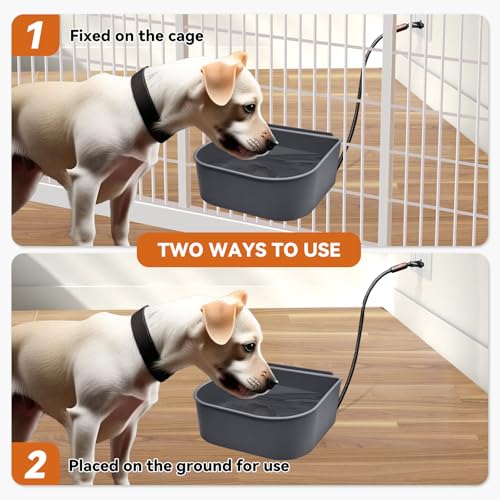 Heated Water Bowl for Cats Rabbits, Hanging Dog Heating Dish for Cage Kennel Anti-Freeze, No Spill Heated Bowl for Rabbits Chickens Birds Small Animals, Indoor/Outdoor Use, 1L - size: 1 L