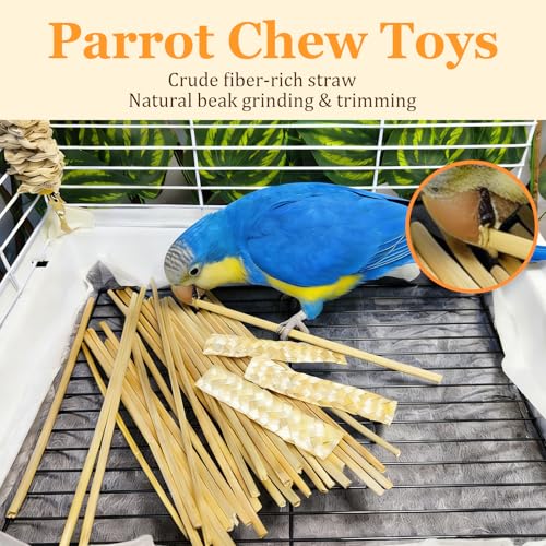 Hamiledyi Natural Bird Toys Foraging Parrot Shredding Toys Wheat Straw Chewing Toy for Cockatiel Lovebird Parakeet Budgie Small-Medium Birds (200 Pieces) - size: 200 pieces