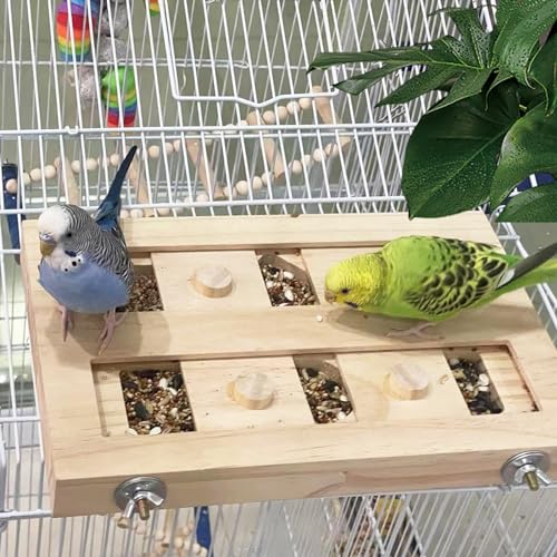 FlidRunest Extra-Large Wooden Bird Foraging Box Toy, Bird Puzzle Toy Seed Food Feeder, Enrichment Foraging Toy for Parrot, Parakeet, Cockatiel, Conure, Sun Conures, African Grey, Macaw