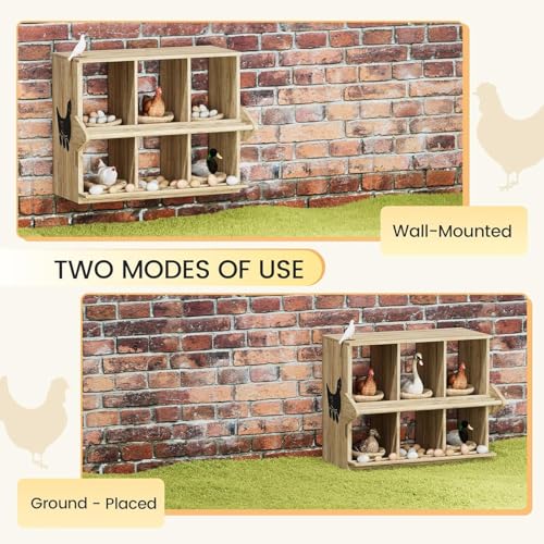 Chicken Nesting Box, 6 Compartment Wooden Nesting Boxes for Chickens with Perches, Floor/Stand/Wall Mount Large Chicken Nesting Boxes for Small & Medium Poultry - size: 6 Compartment