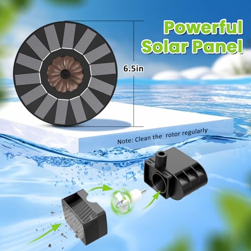 SZMP Solar Fountain 2026 Upgrade, Solar-Powered Bird Bath Fountain with 4 Fixed Rods & 7 Nozzles for Garden, Pond, Pool, and Patio – No Battery Required, Attracts Hummingbirds & Wildlife - color: Coffee