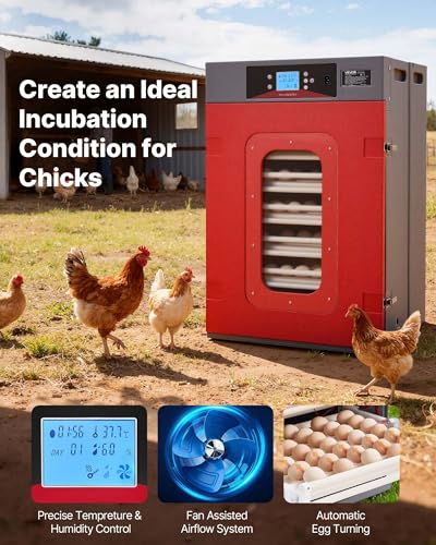 VEVOR 400 Egg Incubator, Poultry Incubator Cabinet with Automatic Eggs Turning, Temperature & Humidity Control, Heating & Cooling Egg Hatcher, Commercial Incubators for Hatching Chicks Ducks Goose - size: 400 Eggs