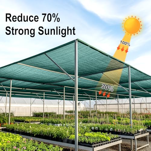 LOVE STORY 6.5x10FT 70% Dark Green Shade Cloth Sun Shade Net UV Resistant Mesh Tarp Plant Cover Sunblock Net for Garden,Greenhouse,Vegetables,Flowers - color: 70% Shade-Dark Green, size: 6.5FTx10FT