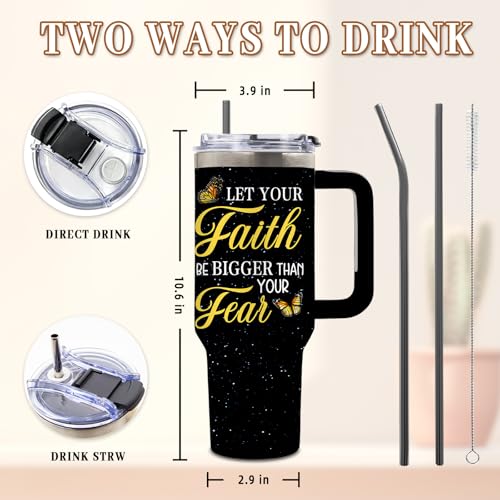 DUUV Faith over Fear Tumbler 40oz, Insulated Christian Gifts for Women Man | Lion Cross Tumbler Leakproof, Religious Inspirational Gift for Man Son, Let Your Faith Be Bigger Than Your Fear, 1 Pack - color: Lion Faith