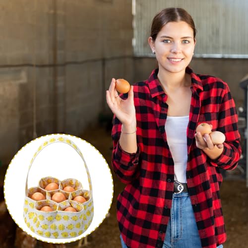 2 Pieces Egg Basket Mini Egg Collecting Bags Gathering Basket with 7 Pouches for Farmhouse Chicken Hen Duck Goose Housewife Garden Transporting Storage, 8 x 2.6 Inch(Pretty) - color: Pretty
