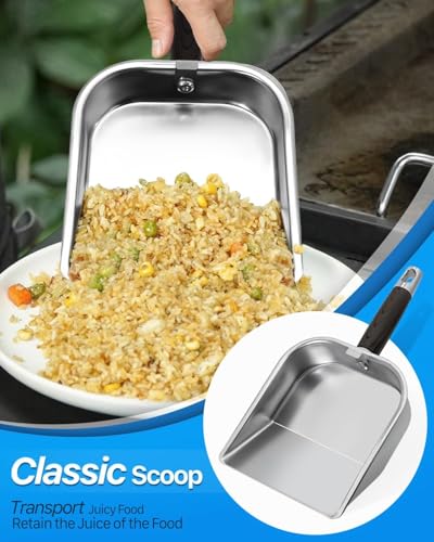 Griddle Scoop for Blackstone with a Any-Edge Hook, Stainless Steel Griddle Portable Food Mover for Stir Fry and Move Food, Classic Grill Shovel - color: Classic Scoop, size: 1 Pack