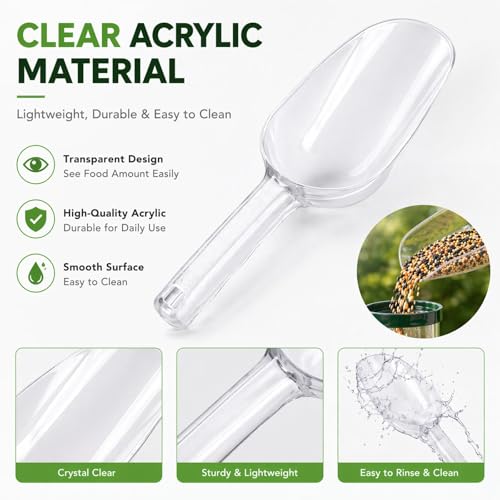 Bird Feeder Scoop Set, 2PCS Acrylic Seed Scoop, Easy Refill Tool for Tube Feeders, Pet Bird Feeding Scoop for Budgies, Finches, Chickens, Small Animals(Frosted Transparent) - color: Frosted transparent