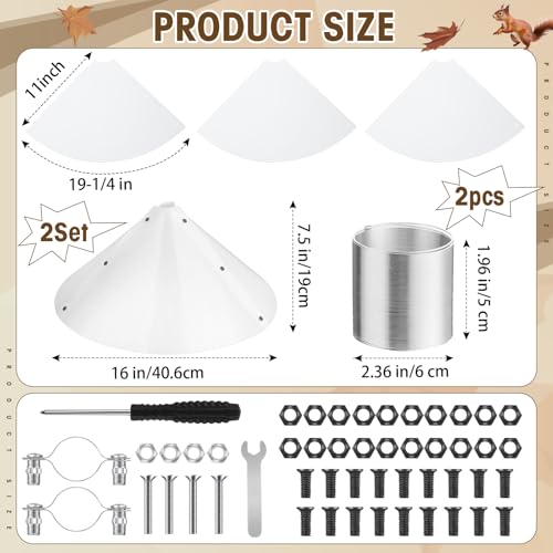 2 Set 19 Inch Squirrel Baffle and Squirrel Barrier Spring Device Metal Coil for Bird Feeder Pole, Outside Pole Mount Stopper & Bird House Guard for Outdoor Shepherd Hooks (White) - color: White