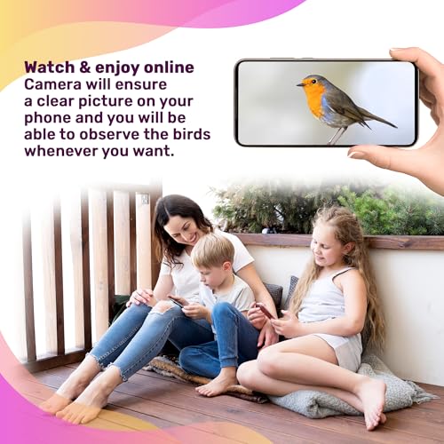 Bird Feeder with Camera Smart Backyard House Camera with Live View Instant Arrival Alerts Auto Capture Video Outside Wild Watching cam Gift for Bird Lovers