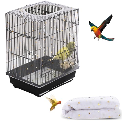 Bird Cage Seed Catcher, Seed Catcher Guard Net Cover, Parrot Nylon Mesh Net Cover, Universal Soft Airy Cage Net Stretchy Skirt for Round Square Cages (Star-White, 15.7" x87") - color: Star-white, size: 15.7" x87"