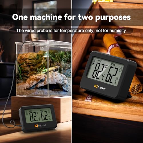 4-Pack Mini Thermometer Hygrometer with External Temperature Probe, Magnet | External probe measures temperature only; built-in sensor tracks humidity, with batteries included for all four units. - style: with probe