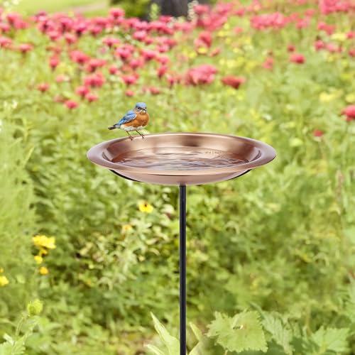 Good Directions Matte Copper Bird Bath on Garden Pole 18" - style: Matte