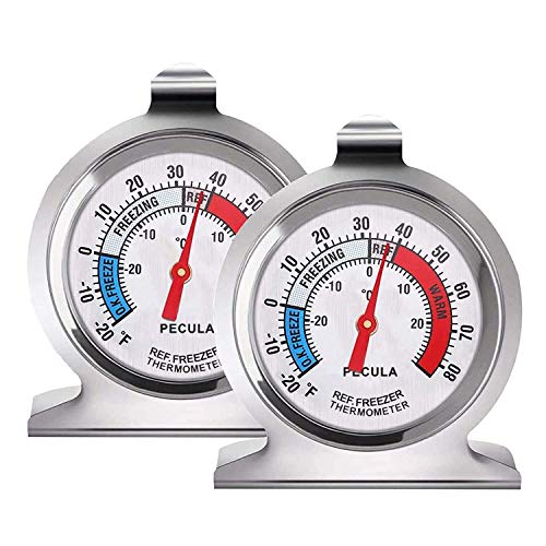 2 Pack Refrigerator Thermometer, 30-30°C/20-80°F, Classic Fridge Thermometer Large Dial with Red Indicator Thermometer for Freezer Refrigerator Cooler - size: 2pack