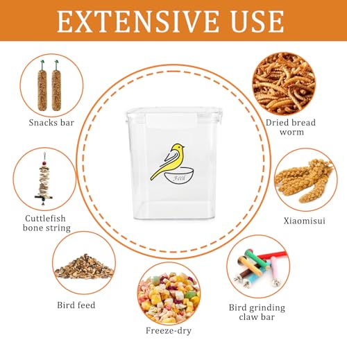 Bird Seed Storage Container-Airtight Bird Food Container 4.23 Qt/4.2LPet Food Storage Containers with Bird Seed Scoop-Wild Bird Seed Dispenser-forPetBirds Parakeets Finches Food MealwormsStorage/Clear - size: 4.2L