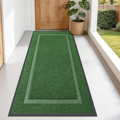 OLANLY Front Door Mat Outside 71x34, All-Season Heavy-Duty Rubber Doormat | Green, Absorbent, Stain and Fade Resistant, Waterproof Non-Slip Backing, Low-Profile Indoor Outdoor Floor Mat for Entryway - color: Green, size: 71" x 34"