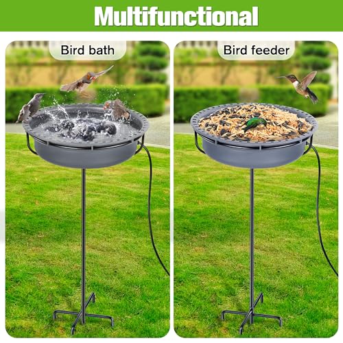 Bird Baths for Outdoors, Bird Bath Bowl Water Feeder Outdoor for Hummingbirds for Garden Yard Patio Lawn, Ideal for Attracting Birds(Freestanding Style) - style: Freestanding Style