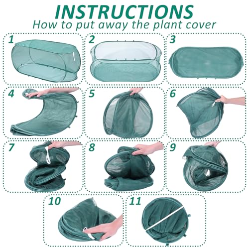 3 Pcs 39" x 18" x 16" Pop Up Garden Plants Cover with 24 Ground Nails, Mesh Netting Covers Net Cage Guard Protector for Protecting Plant Vegetable Fruit Flowers Seedlings Herbs from Birds Animals