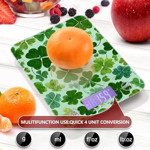 Food Scale Kitchen Scale Food Weight Scales Digital Weight Grams and Ounces Small Electronic Food Scale for Baking Cooking Green Nature St Patrick Clovers - color: Green Nature St Patrick Clovers