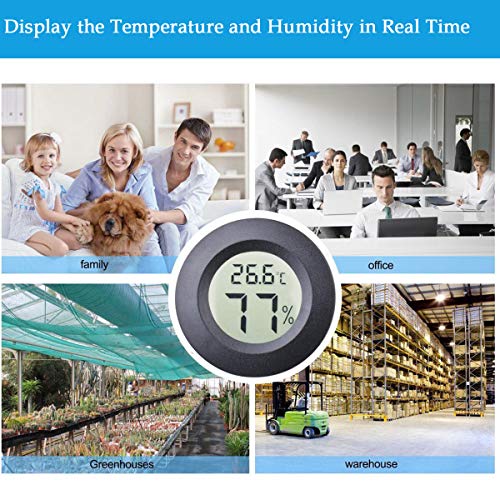 2pcs Mini Hygrometer Thermometer Indoor Outdoor Round Humidity Meter | 3D Printer Temperature Gauge Humidity Sensor Fahrenheit Switchable Celsius Monitor for Reptile Jars