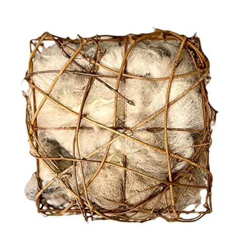 Alpaca Fleece Nesting Material in 6 in Grapevine Cube for Birds
