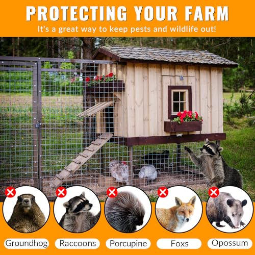 Hardware Cloth 1/2 inch 48 x 100 ft Galvanized Chicken Wire Fencing 19 Gauge Heavy Duty Hot Dip Galvanized Wire Fence Roll for Chicken Poultry Coop, Animal, Fencing,Garden Protection - color: Silver, size: 48 x 100 1/2 inch