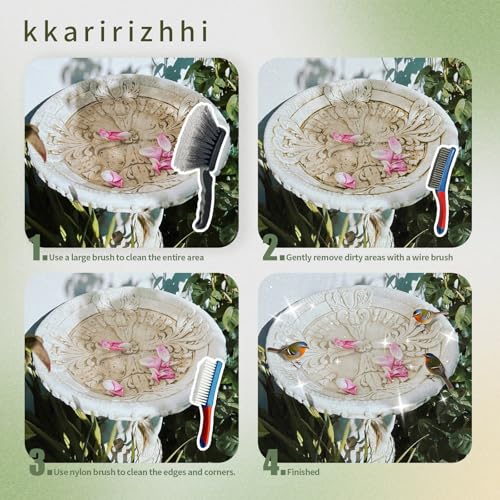 3 Pcs Brush for Cleaning Bird Bath with Ergonomic Handle, Effective Cleaning Brush for Concrete Bird Bath,Feeders