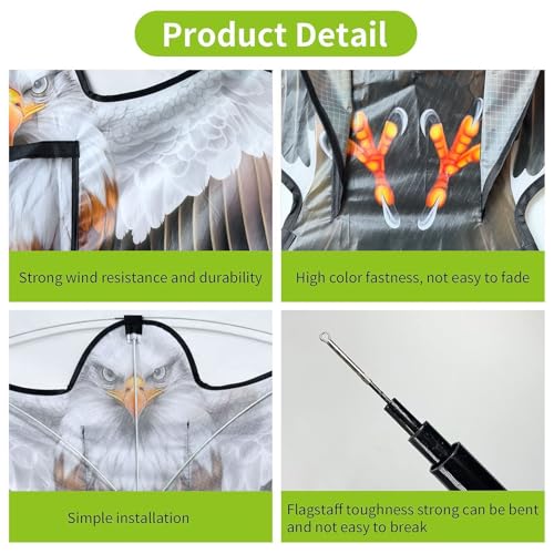 Bird Hawk Flying Kite with 4m Pole Has The Effect of Scaring Birds-Type D | Ideal for gardens farms and docks - color: White