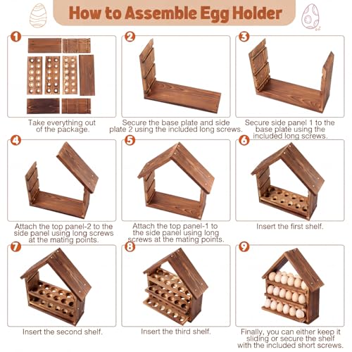 Wooden House Egg Holder Countertop,36 Hole,No Door,Brown | 3 Tier, Pull out Fresh Egg Storage, Eggs Racks Basket, Counter Egg Organizer, Farmhouse Kitchen Deocrations Gift - color: Brown, size: 36 Hole, style: No Door