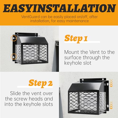Universal Dryer Exhaust Guard Vent Cover Outside | 7"x7"x5" Heavy Duty Ventilation Bird Cage to Prevents Birds & Rodents from Entering Exhaust for 3" to 4" Bathroom Exhaust Fan - color: Black