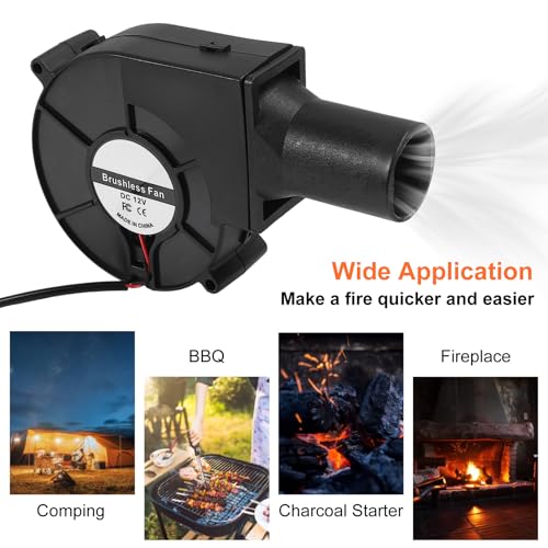 2Pcs 97mm x 33mm BBQ Fan 12V Blower with 110V/120V Variable Speed Controller Centrifugal 97mm/3.81in Air Mover Blower for Camping Quick Charcoal Starter, Outdoor Barbecues Fire Bellow, Camping Cooking - size: 9733-2pcs