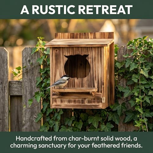 Owl Nesting Box for Outside 14.2×12×7.5 Inch Screech Owl House Bird House | Owl-Shaped Entrance, Wooden Bird Box, Easy to Install, Ideal For Backyard Birding & Wildlife