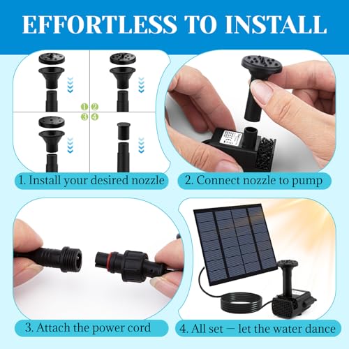 1.8W Solar Fountain Pump, Solar Pond Fountain Solar Water Fountain with Separated Solar Panel & 9.84FT Cable, Outdoor Solar Fountain for Bird Bath, Small Pond, Fish Tank, Garden Water Feature - color: 1.8w Solar Fountain Pump